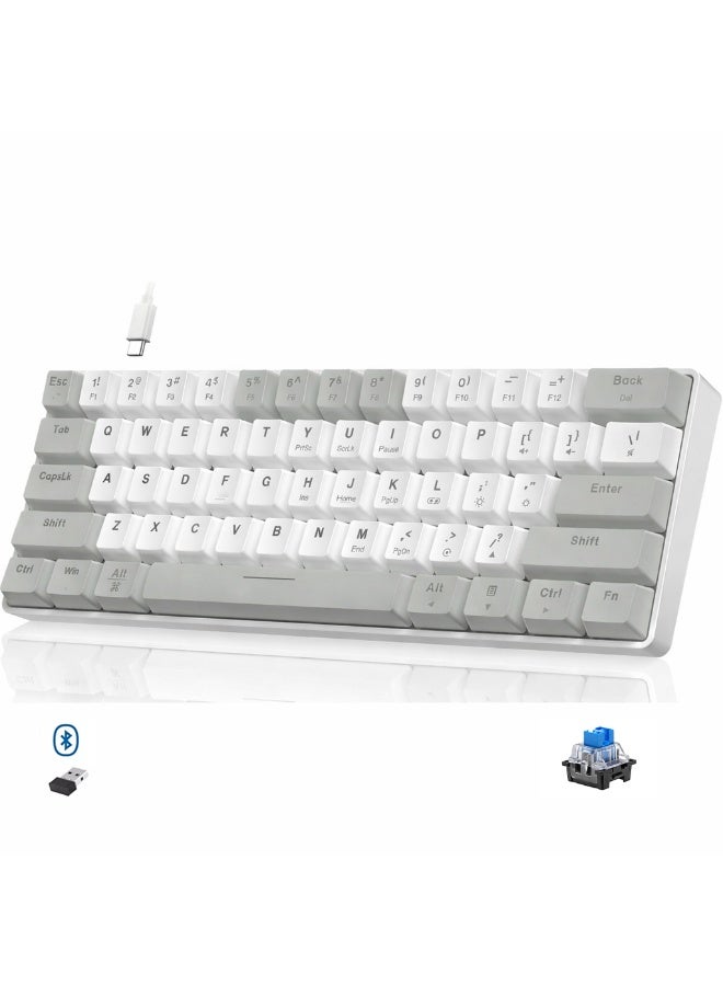 لوحة مفاتيح الألعاب الميكانيكية GK-806، لاسلكية بنسبة 60%، تدعم الاتصال عبر البلوتوث والسلكي، مزودة بمفاتيح OUTEMU الزرقاء القابلة للتبديل السريع، وإضاءة RGB LED، وخاصية منع التداخل، ومنفذ USB-C قابل للفصل، وأغطية مفاتيح مزدوجة الطبقة، و61 مفتاحًا بتصميم فائق الصغر. - Image 1